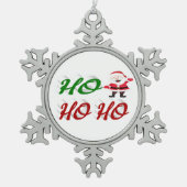 Ornement Flocon De Neige Ho Ho Ho Santa Claus rouge vert script (Devant)