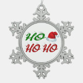 Ornement Flocon De Neige Ho Ho Ho Santa Hat rouge vert script (Devant)