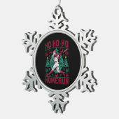 Ornement Flocon De Neige Ho Ho Homerun Baseball Laid Christmas Sweat (Vue impression)
