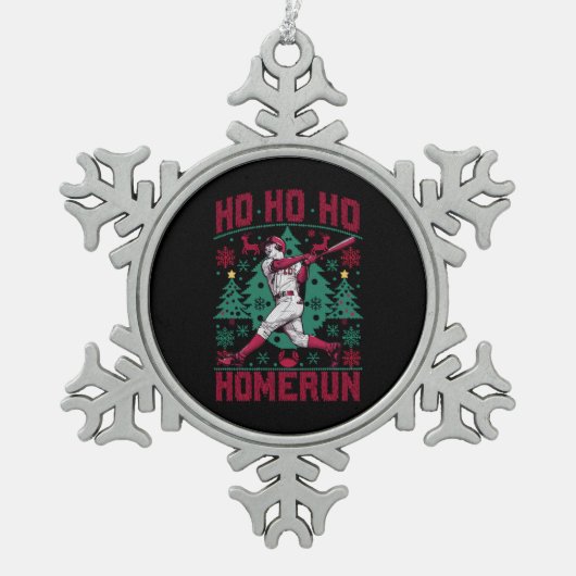 Ornement Flocon De Neige Ho Ho Homerun Baseball Laid Christmas Sweat (Devant)
