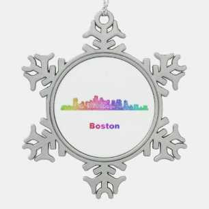 Ornement Flocon De Neige Horizon de Boston d'arc-en-ciel