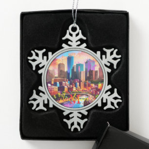 Ornement Flocon De Neige Houston Skyline Abstrait Art