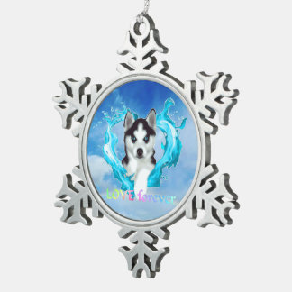 Ornement Flocon De Neige Huskype bleu clair Rüde love forever