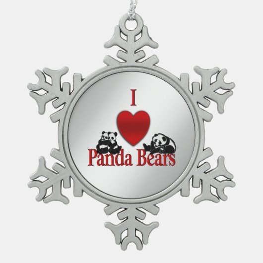 Ornement Flocon De Neige I Heart Panda Bears (Devant)