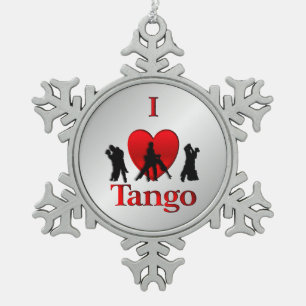 Ornement Flocon De Neige I Heart Tango Danse Pewter Snowflake Ornament