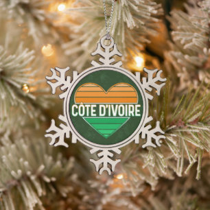 Ornement Flocon De Neige I Love Côte d'Ivoire, Côte d'Ivoire Coeur