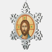 Ornement Flocon De Neige Icône du Christ (Vue impression)