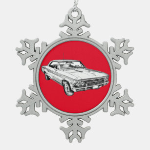 Ornement Flocon De Neige Illustration 1966 de Chevy Chevelle solides