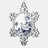 Ornement Flocon De Neige Illustration Art Nouveau de chanteurs de Noël médi (Vue impression)