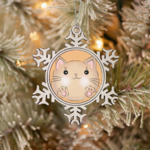 Ornement Flocon De Neige Illustration de chaton mignon
