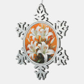 Ornement Flocon De Neige Illustration des lis blancs (Vue impression)