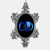 Ornement Flocon De Neige Infini lumineux avec rose bleue (Gauche)