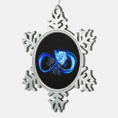 Ornement Flocon De Neige Infini lumineux avec rose bleue (Vue impression)