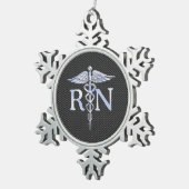 Ornement Flocon De Neige Infirmière inscrite RN Silver Caduceus Snakes (Vue impression)
