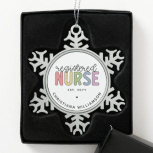 Ornement Flocon De Neige Infirmière inscrite sur mesure Colorful Graduation