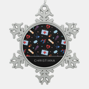 Ornement Flocon De Neige Infirmière RN personnalisée   Docteur Motif Médica