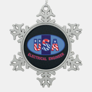 Ornement Flocon De Neige Ingénieur électrique patriotique