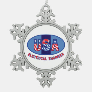 Ornement Flocon De Neige Ingénieur électrique patriotique