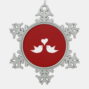 Ornement Flocon De Neige Inséparables avec le coeur épousant Enagement