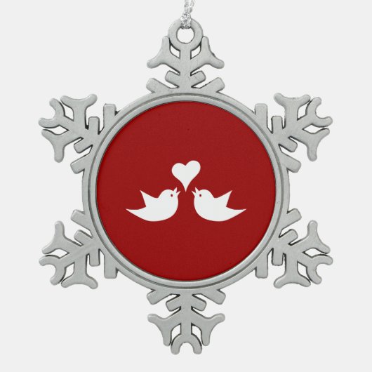 Ornement Flocon De Neige Inséparables avec le coeur épousant Enagement (Devant)