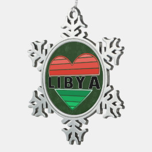 Ornement Flocon De Neige J'aime la Libye, le coeur libyen