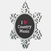 Ornement Flocon De Neige J'aime la musique country (Vue impression)