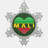 Ornement Flocon De Neige J'aime le Mali, coeur malien (Devant)