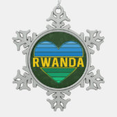 Ornement Flocon De Neige J'aime le Rwanda, le coeur rwandais rwandais (Devant)