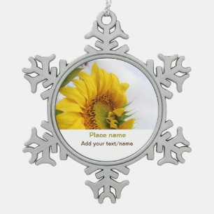 Ornement Flocon De Neige jardin de tournesols jaunes ajouter photo texte no