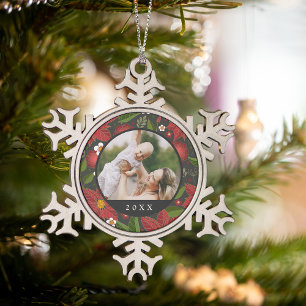 Ornement Flocon De Neige Jardin d'hiver   Photo personnalisée et année