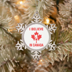Ornement Flocon De Neige Je crois au Canada - Funny Bigfoot