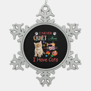 Ornement Flocon De Neige Je N'Ai Jamais Quitté Seule J'Ai Des Chats À Cou