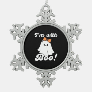 Ornement Flocon De Neige Je suis avec Boo style rétro drôle