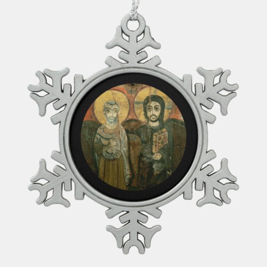 Ornement Flocon De Neige Jésus avec Abbot Coptic Icon (Devant)