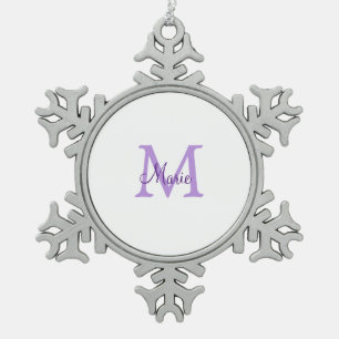 Ornement Flocon De Neige jeté simple minimal ajouter nom monogramme rose ro