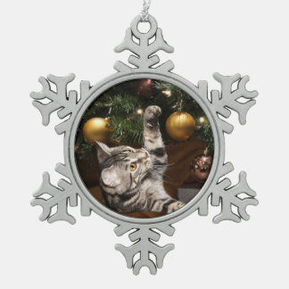 Ornement Flocon De Neige Jeu tigré de Noël de minou