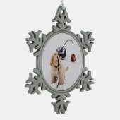 Ornement Flocon De Neige Jeux de chiot dans la neige (Gauche)