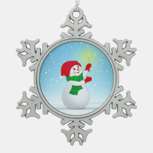 Ornement Flocon De Neige Joli bonhomme de neige de Noël et flocons de neige