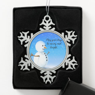 Ornement Flocon De Neige Joli et brillant bonhomme de neige jolis avec un c