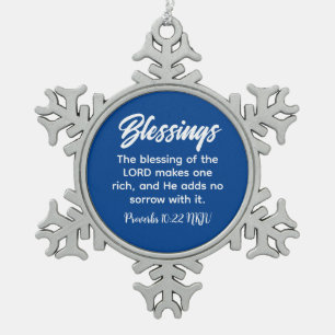Ornement Flocon De Neige Jolie Bleue Foi Chrétienne Bénédiction Bible Verse