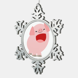 Ornement Flocon De Neige Jolie caricature chantant de l'ornement de porcela
