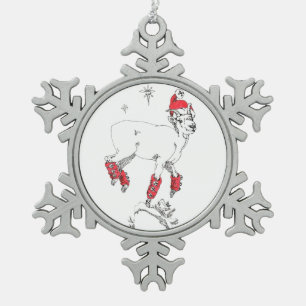 Ornement Flocon De Neige Jolie Noël Ewe Ram Chèvre Prancing