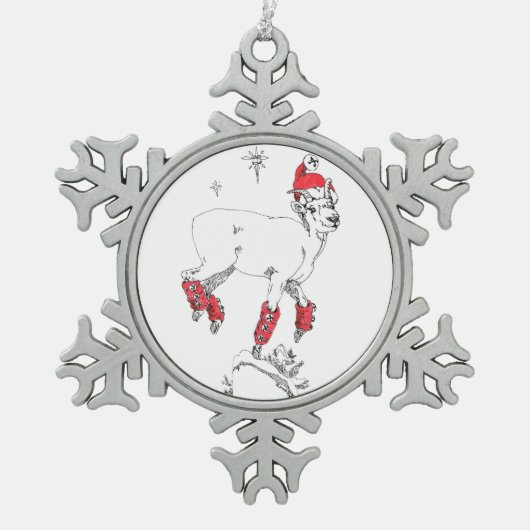Ornement Flocon De Neige Jolie Noël Ewe Ram Chèvre Prancing (Devant)