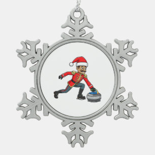 Ornement Flocon De Neige  Joueur de curling Casse-Noisette Fêtes Sports d'h