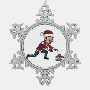 Ornement Flocon De Neige  Joueur de curling Casse-Noisette Fêtes Sports d'h