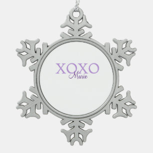 Ornement Flocon De Neige Jour de la Saint Valentin Xoxo ajouter nom pastel