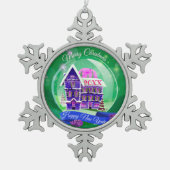 Ornement Flocon De Neige Joyeuse famille de Noël et première (Devant)