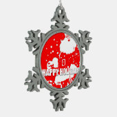Ornement Flocon De Neige Joyeuses fêtes - Père Noël Pewter Snowflake Orname (Gauche)