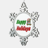 Ornement Flocon De Neige Joyeuses fêtes Teddy Bear typographie (Vue impression)