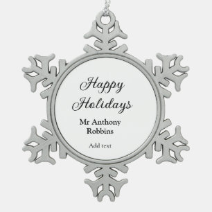 Ornement Flocon De Neige Joyeuses vacances ajouter nom date année simple mi